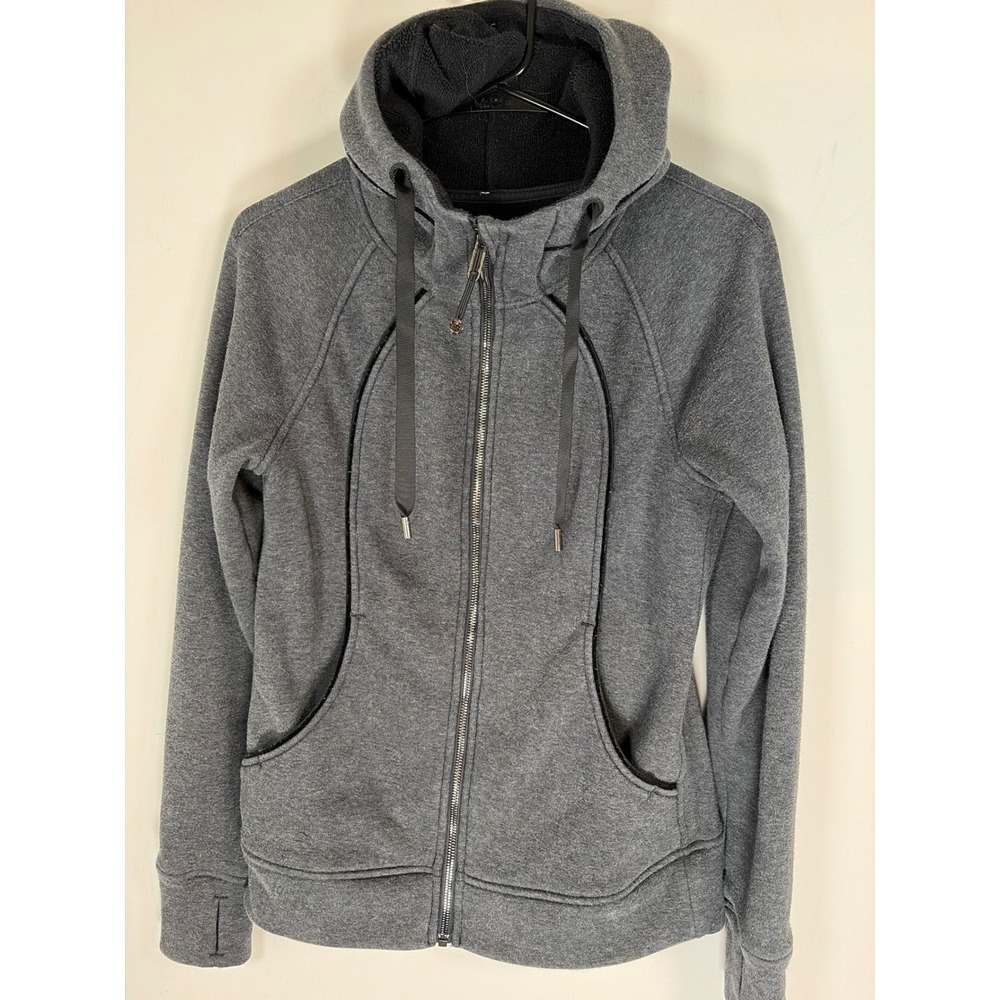 Lululemon Scuba Hoodie Full Zip Heathered Core Medium Grey LW4ATWS Size 6